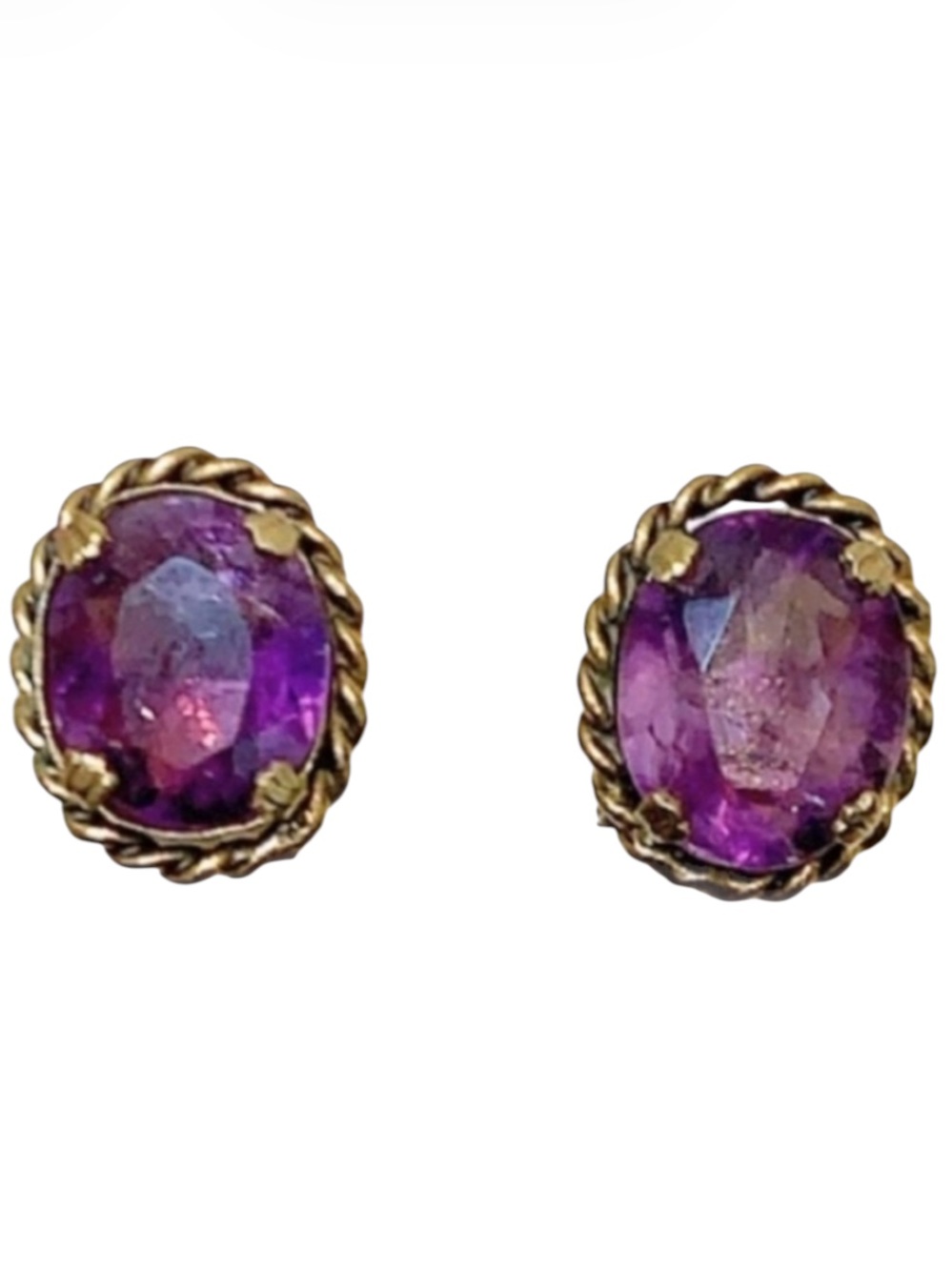 Vintage purple gold oval clip on earrings